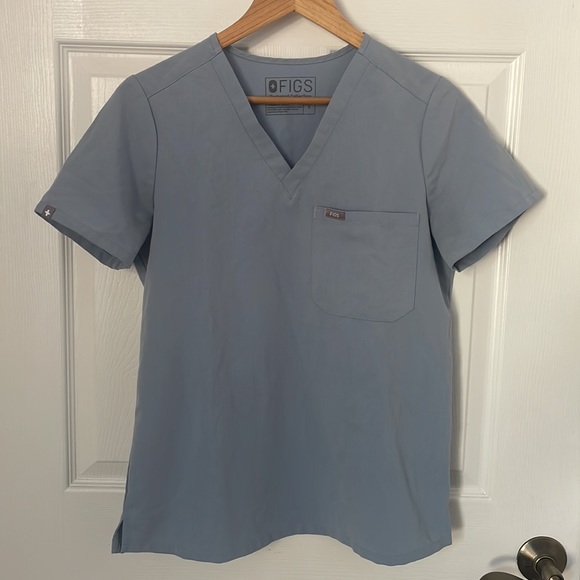 Figs Tops Figs Dusty Blue Catarina Pocket S Poshmark